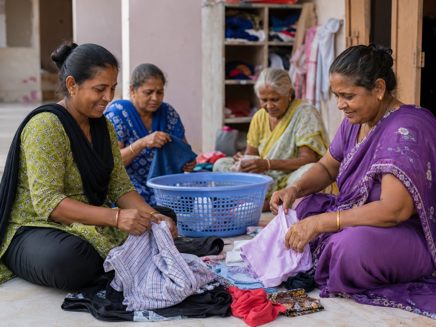Women building independent life skills through practical daily activities